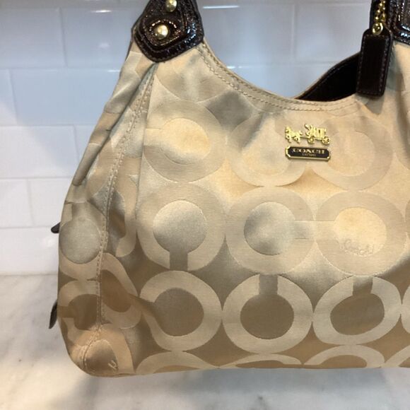 Coach Madison Maggie OpArt Patent Leather Hobo Bag - Picture 2 of 16